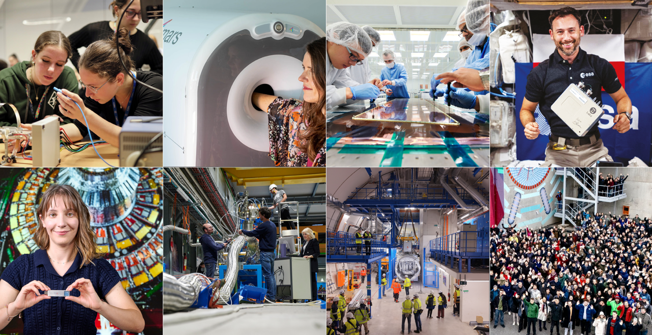 L’impact du CERN dépasse largement les frontières de la recherche fondamentale, de l’éducation au dialogue entre les nations, en passant par les applications pour l’espace, la médecine, l’énergie ou l’électronique (Credit: CERN, Mars Bioimaging and Axiom Space)